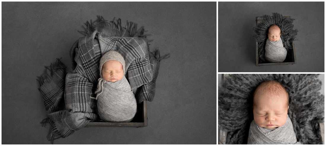 Ayrshire newborn photography grey wrapped baby boy gallery image collage