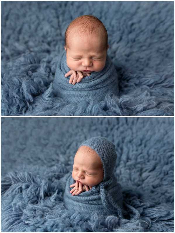 Lynne Harper Photography in Kilmarnock baby boy in blue potato sake pose